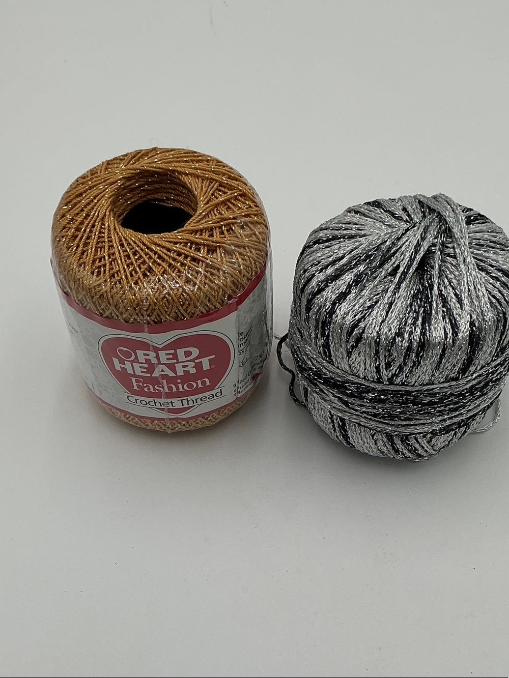 Red Heart Fashion Crochet Threads - Gold Color and Silver/Black